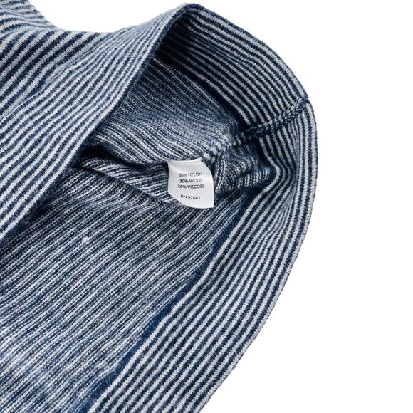 J. Jill Womens Striped Cardigan Sweater Medium Blue & White Cotton Wool Blend - Picture 4 of 6